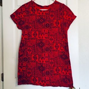 Pendleton | Red Tee Dress with tribal print - L